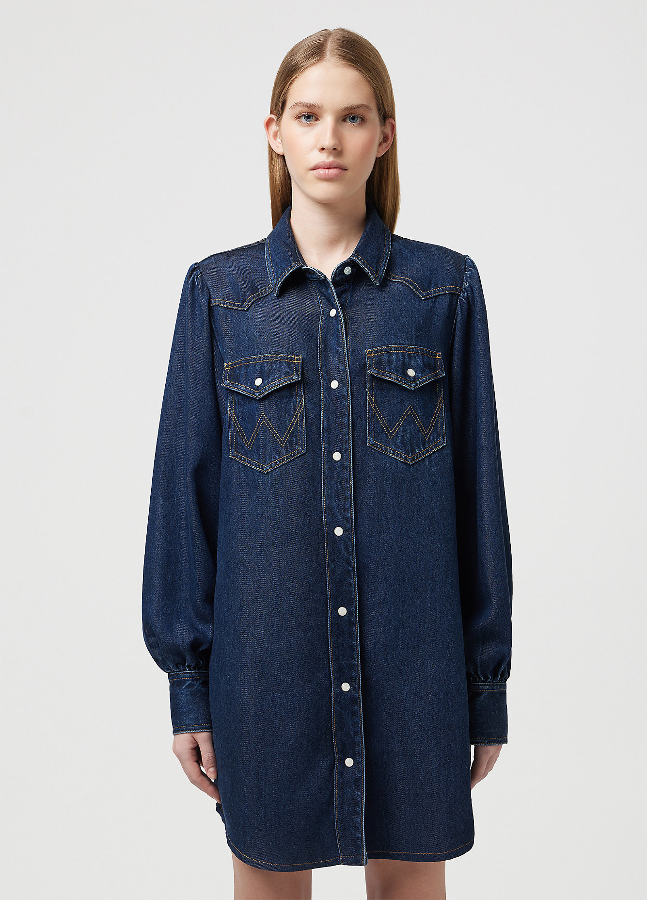 Wrangler Ballonsleeve Shirt Dress Rinse - 112350339