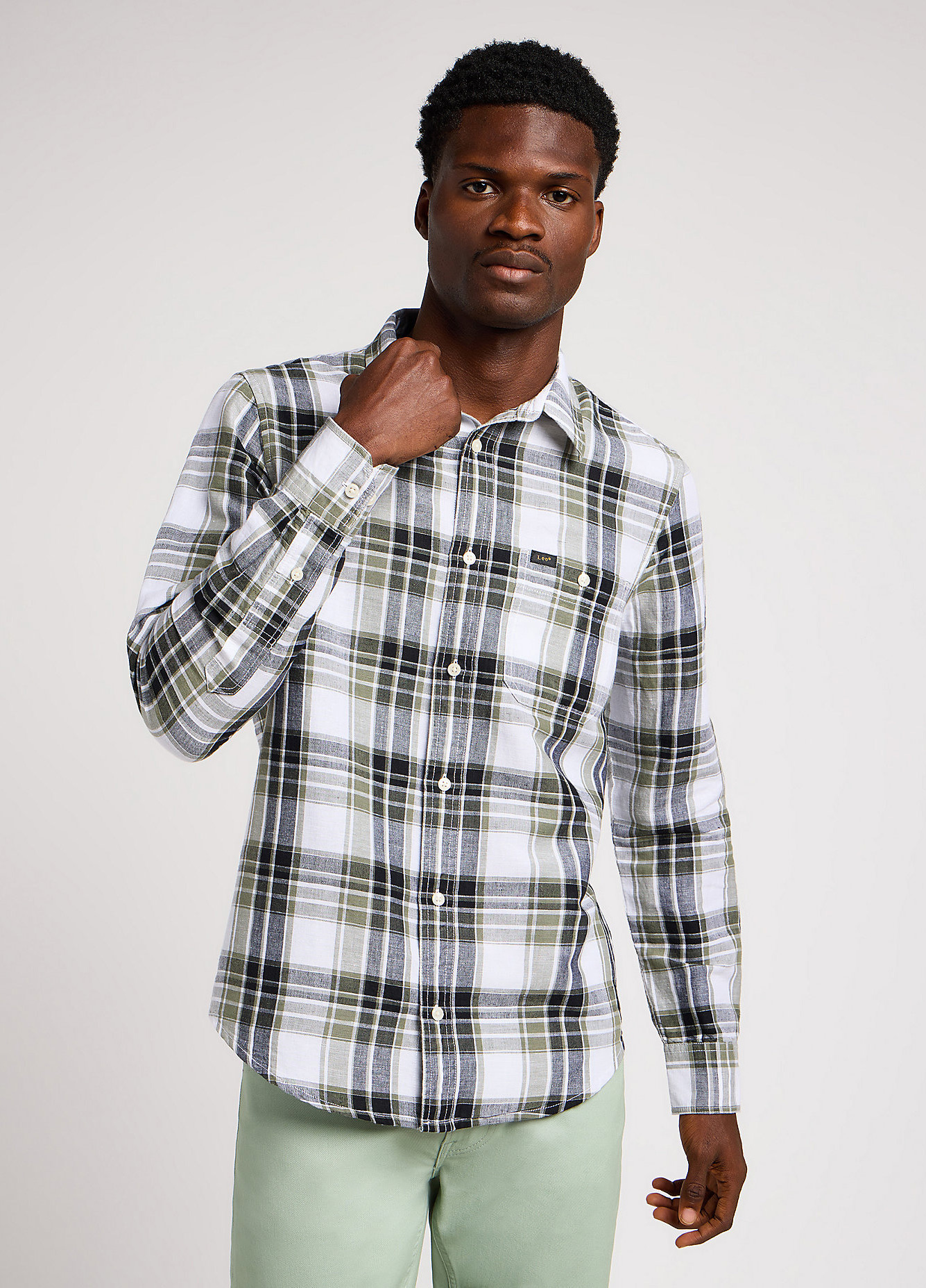 Lee Leesure Shirt Olive Grove Check - 112350073