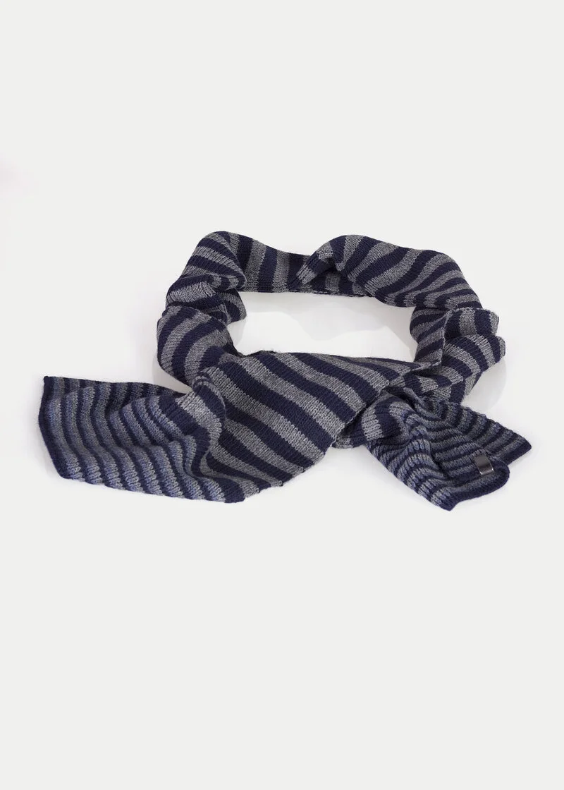 Wrangler Stripey Scarf Dark Grey Mel