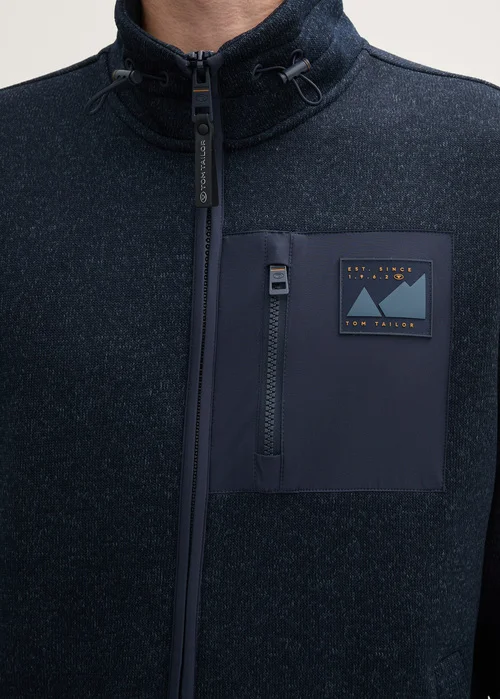 Tom Tailor Fleece Stand Up Jacket Navy Melange Structure