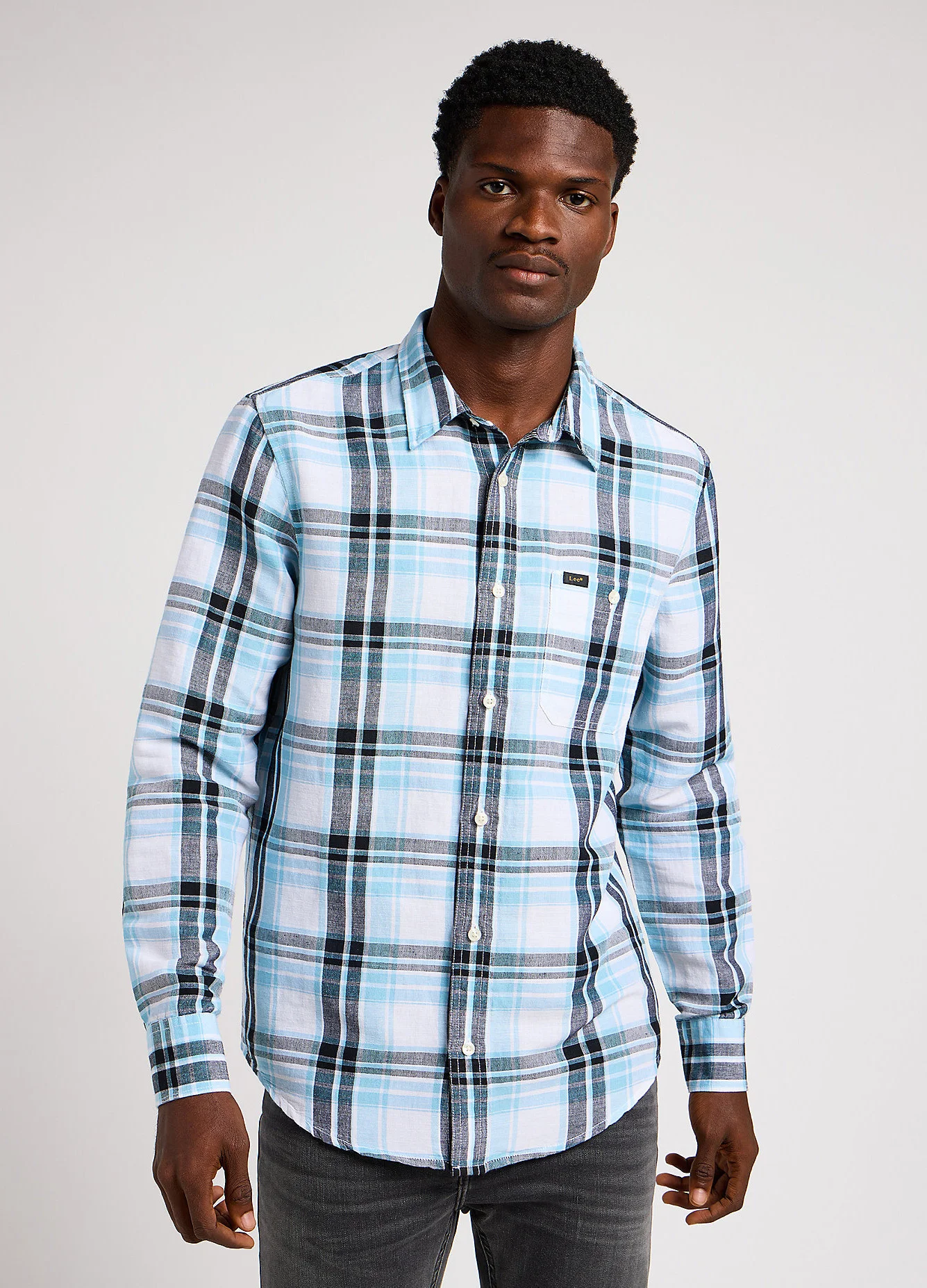 Lee Leesure Shirt Preppy Blue Check