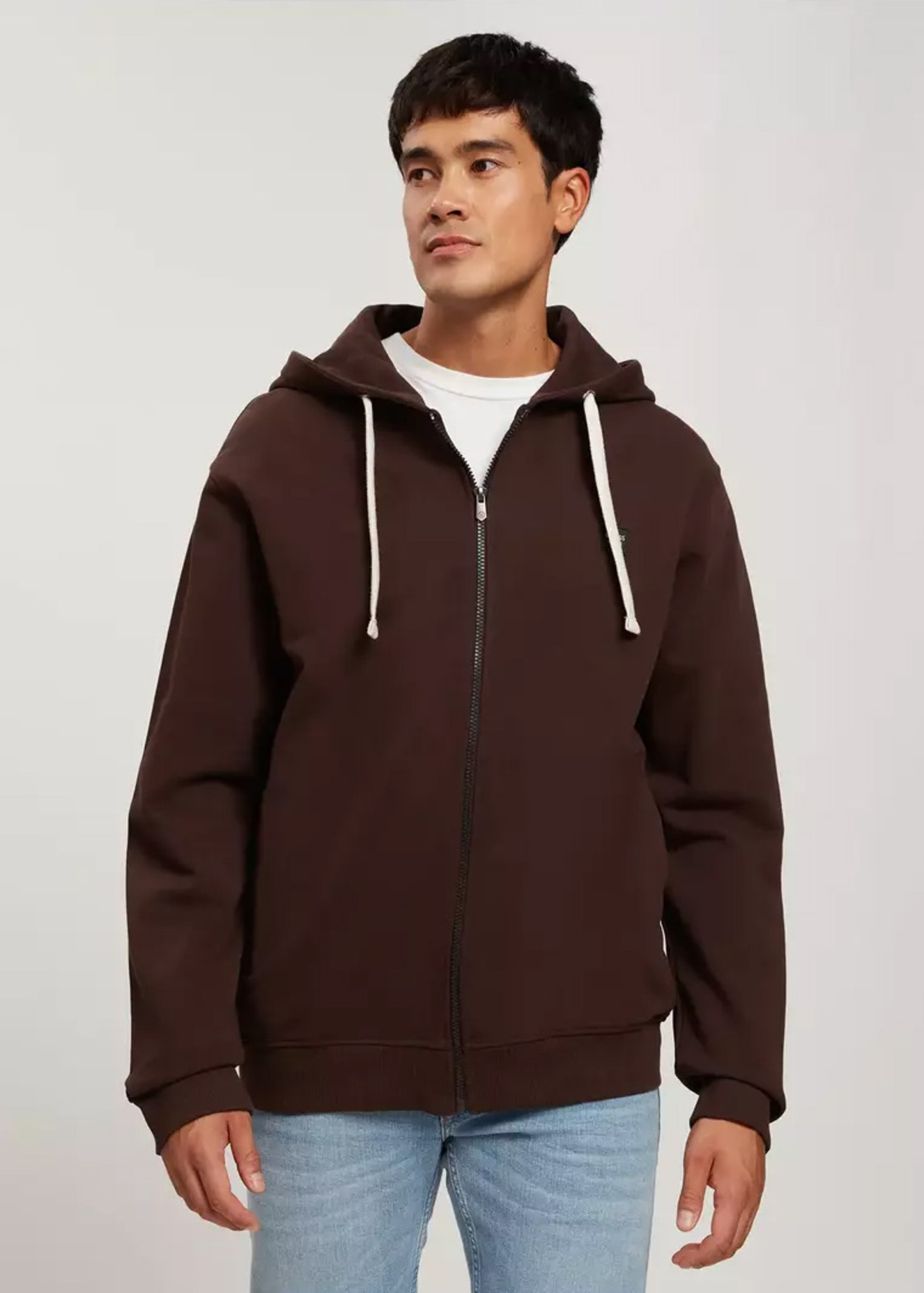 Cross Jeans Hoodie Zip Tobacco Brown 082