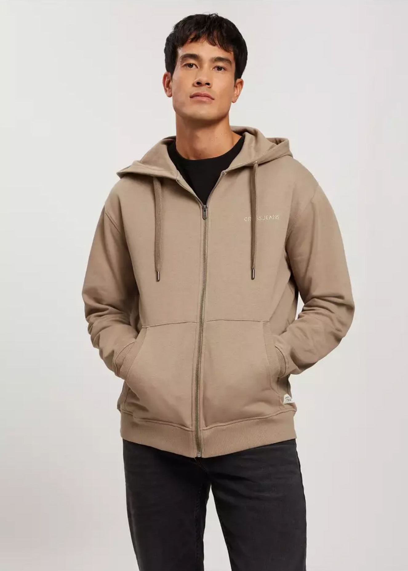 Cross Jeans Hoodie Zip Taupe 383 - 25472-383