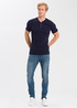 Cross Jeans T Shirt H Neck Navy 001