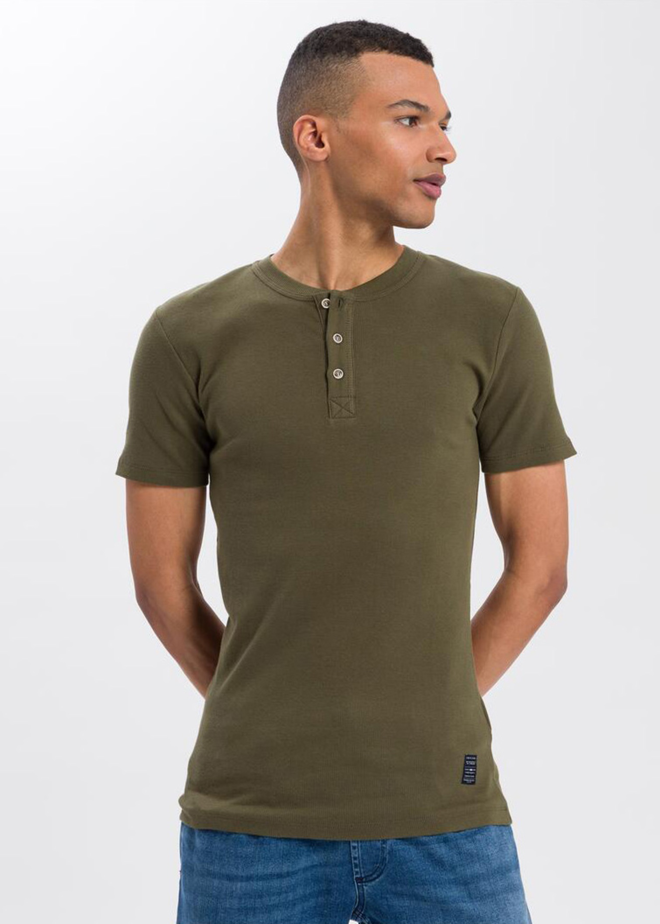 Cross Jeans T Shirt C Neck Khaki 002