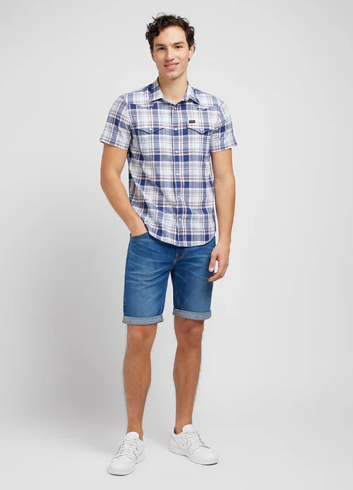 Lee Short Sleeve Western Shirt Medieval Blue Check
