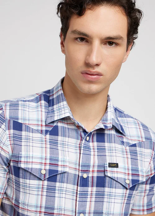 Lee Short Sleeve Western Shirt Medieval Blue Check