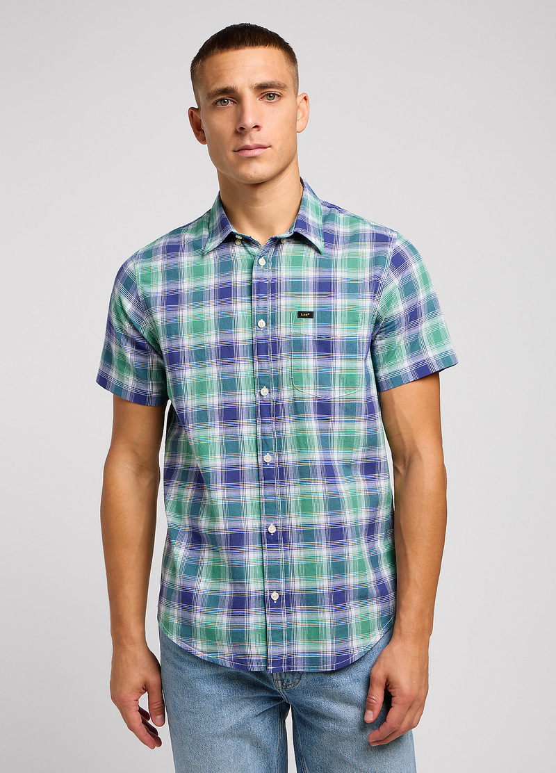 Lee Button Down Short Sleeve Dandy Green Check - 112349961