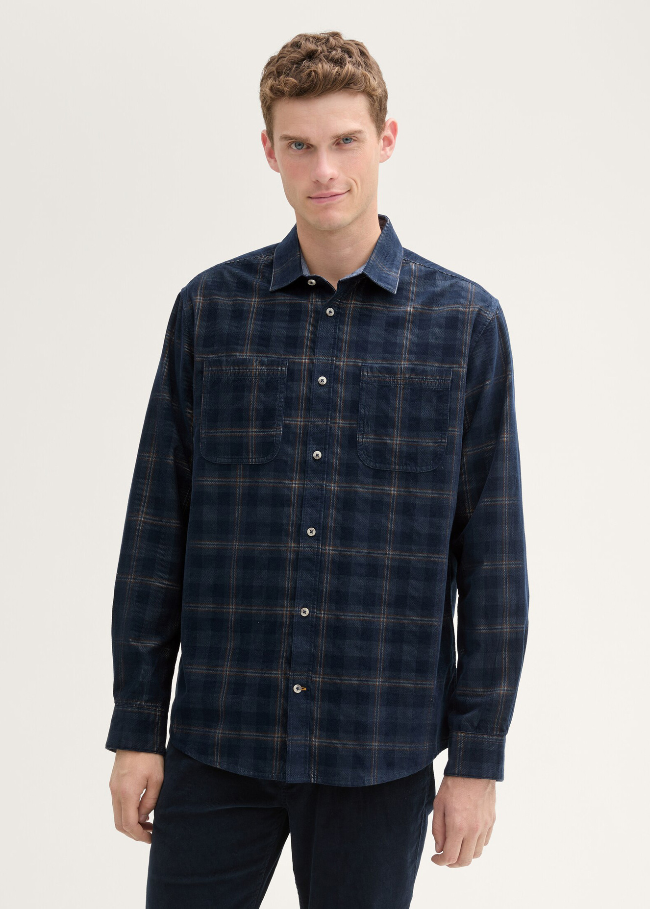 Tom Tailor Corduroy Shirt Navy Dark Check