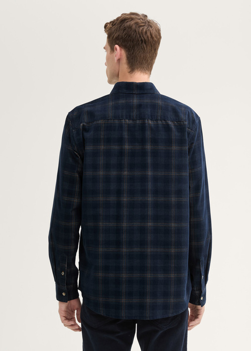 Tom Tailor Corduroy Shirt Navy Dark Check - 1043797-36631