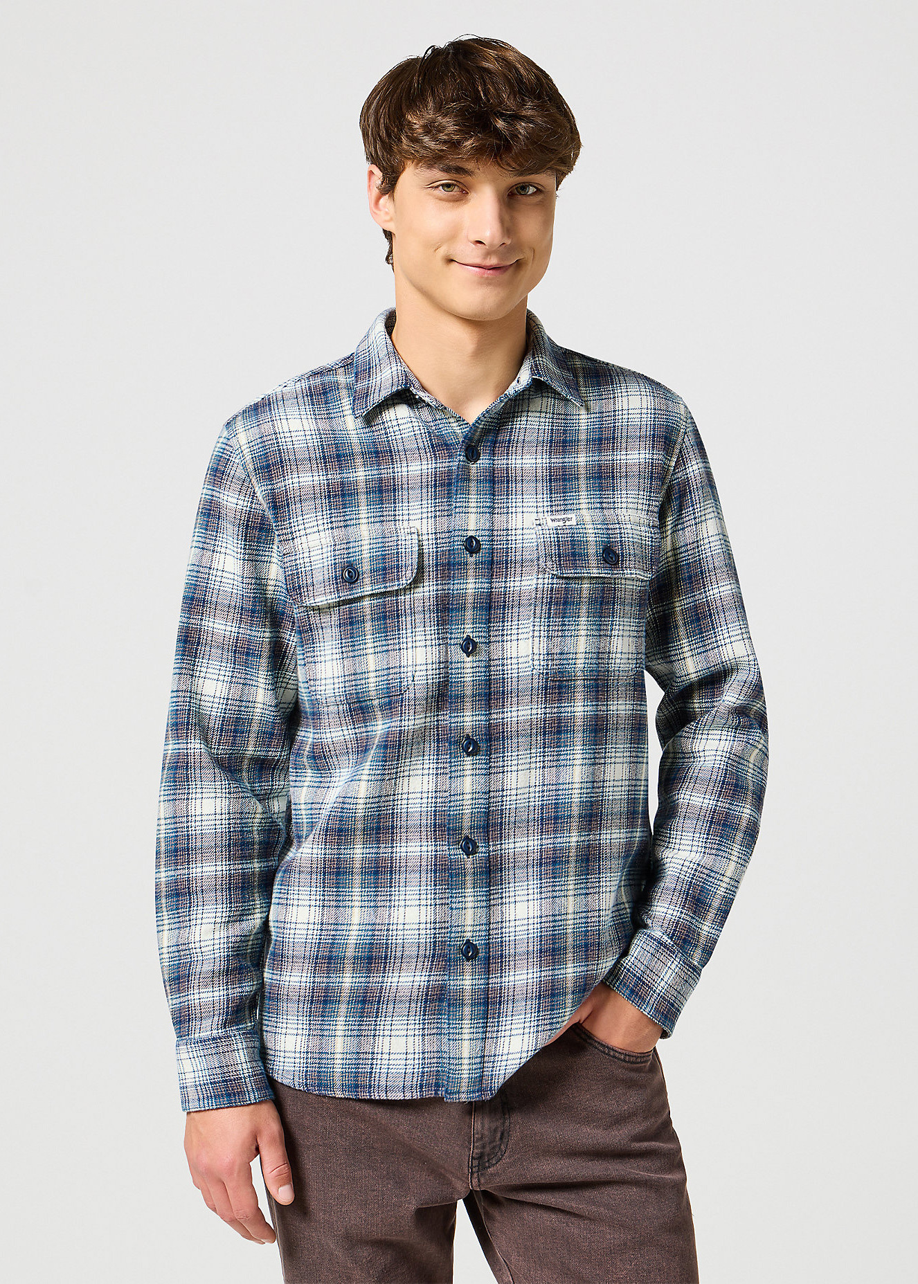 Wrangler Two Pocket Shirt Blue Grey