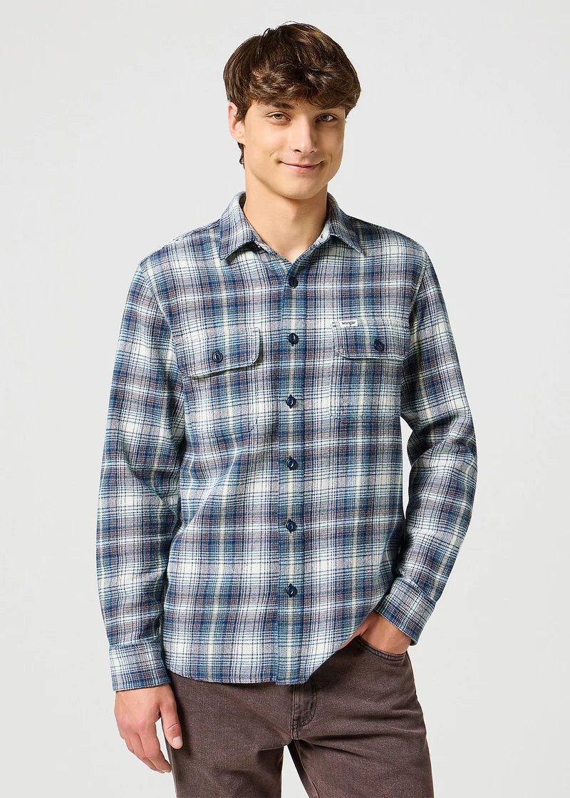 Wrangler Two Pocket Shirt Blue Grey