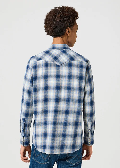 Wrangler Western Shirt Blue Shadow Check - 112357398