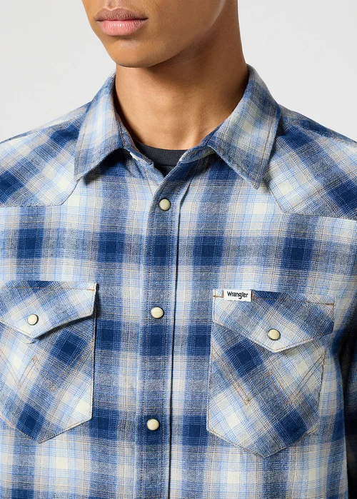 Wrangler Western Shirt Blue Shadow Check - 112357398