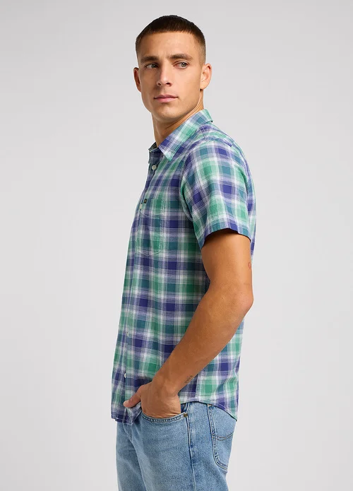 Lee Button Down Short Sleeve Dandy Green Check