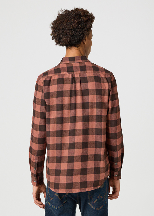 Wrangler One Pocket Shirt Root Beer Check