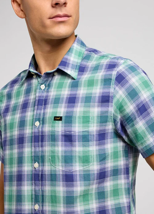 Lee Button Down Short Sleeve Dandy Green Check
