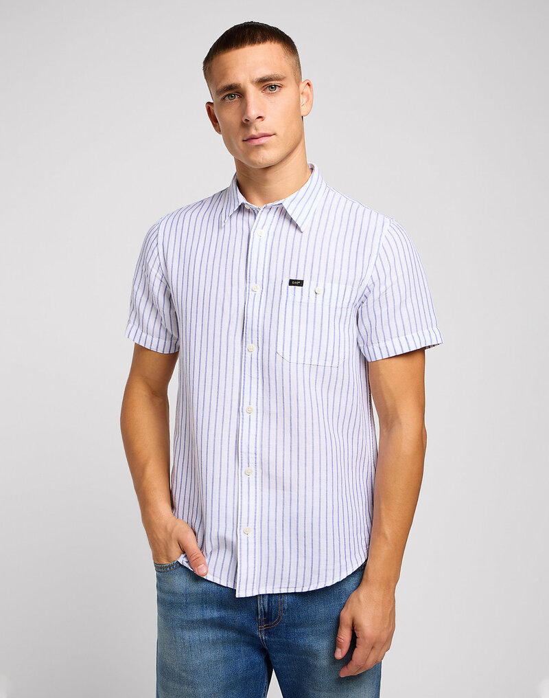 Lee Leesure Shirt Surf Blue Stripe - 112349347