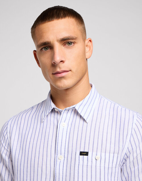 Lee Leesure Shirt Surf Blue Stripe - 112349347