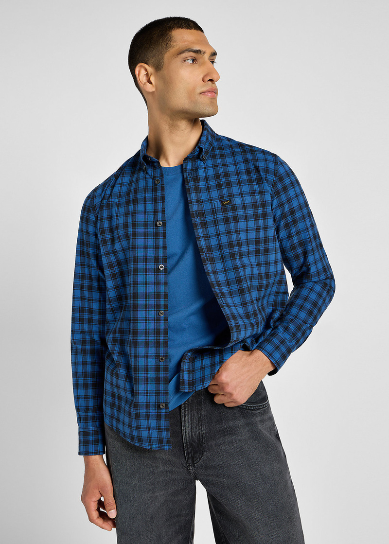 Lee Button Down Shirt Blue Check - 112355642