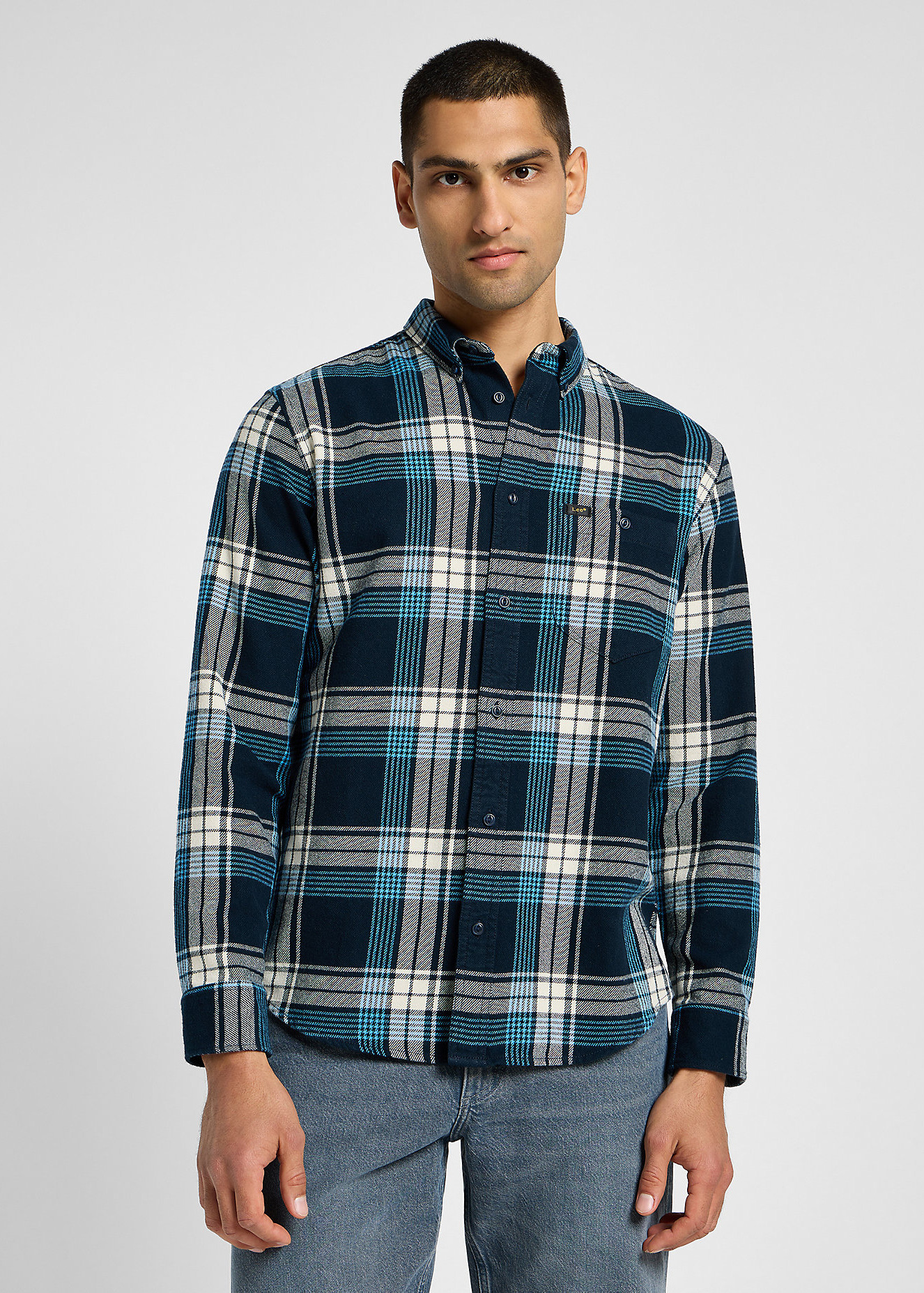 Lee Riveted Shirt Inky Blue Check - 112355754