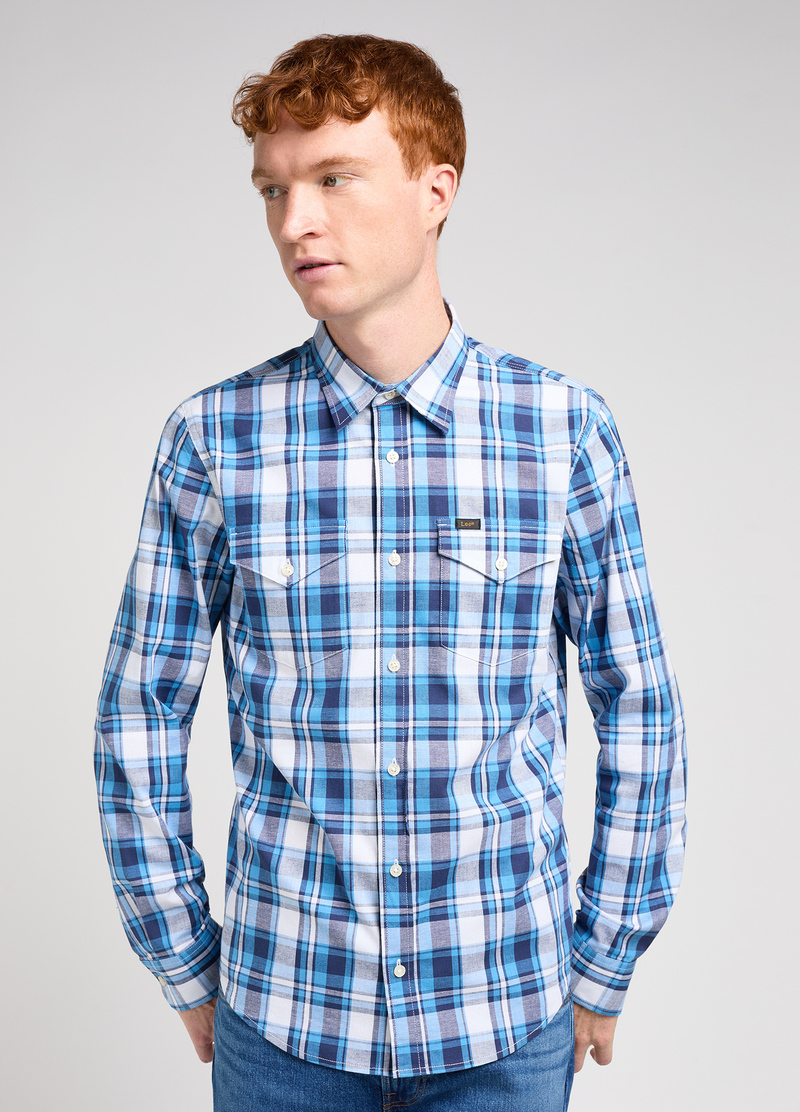 Lee Regular Shirt Atantic Bright White Check - 112349505