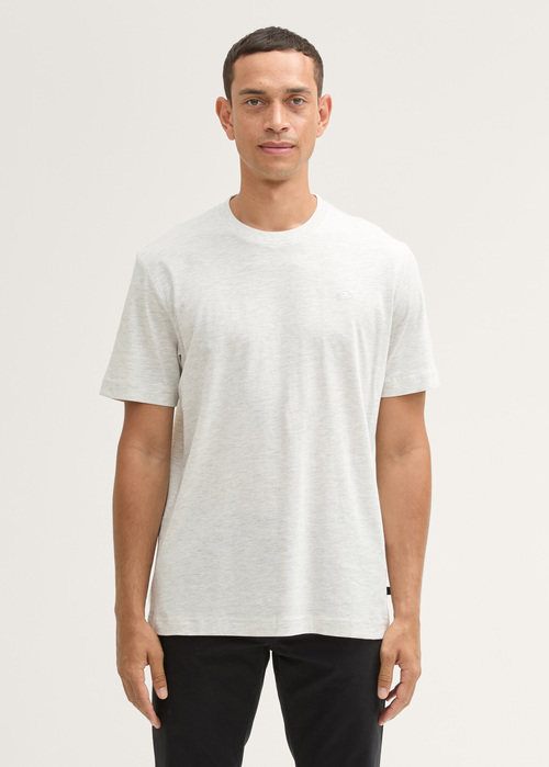 Tom Tailor Tshirt C Neck Offwhite Melange - 1044016-30469