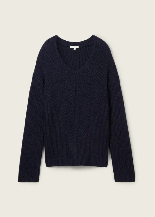 Tom Tailor Knitted Pullover With A V Neckline Sky Captain Blue