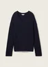 Tom Tailor Knitted Pullover With A V Neckline Sky Captain Blue
