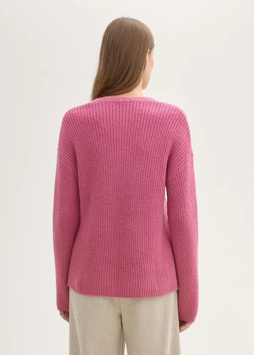 Tom Tailor Knitted Pullover With A V Neckline Pink Velvet Melange