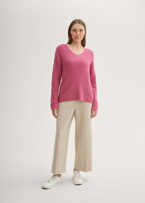 Tom Tailor Knitted Pullover With A V Neckline Pink Velvet Melange - 1042956-35895