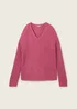 Tom Tailor Knitted Pullover With A V Neckline Pink Velvet Melange