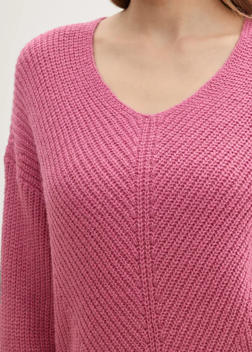 Tom Tailor Knitted Pullover With A V Neckline Pink Velvet Melange