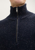 Tom Tailor Troyer Knitted Sweater With Texture Navy Colorful Neps - 1043025-36248