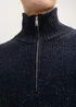 Tom Tailor Troyer Knitted Sweater With Texture Navy Colorful Neps