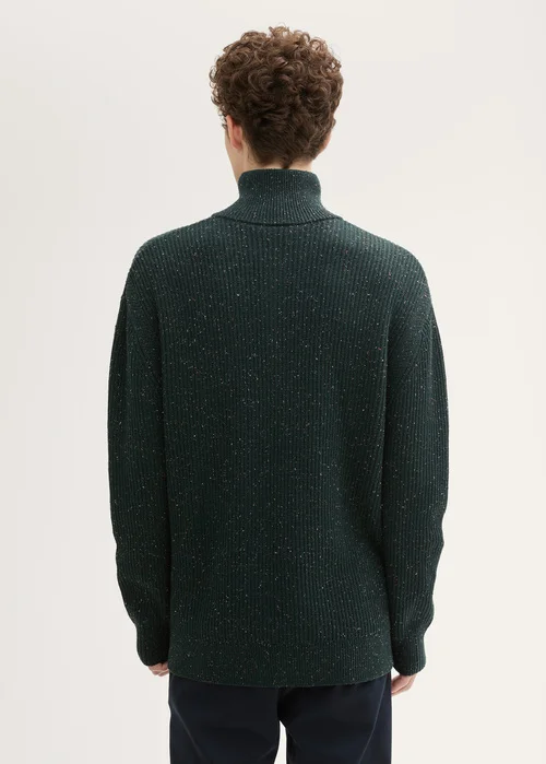 Tom Tailor Troyer Knitted Sweater With Texture Green Colorful Neps