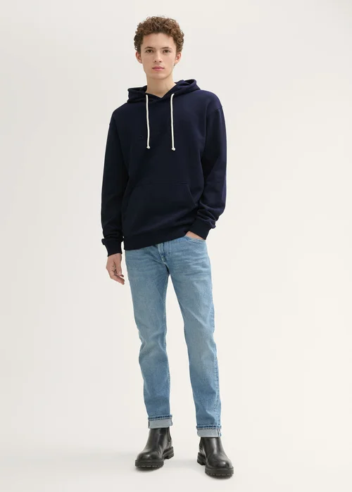 Denim Tom Tailor Hoodie With Logo Embroidery Sky Captain Blue