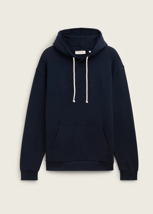 Denim Tom Tailor Hoodie With Logo Embroidery Sky Captain Blue