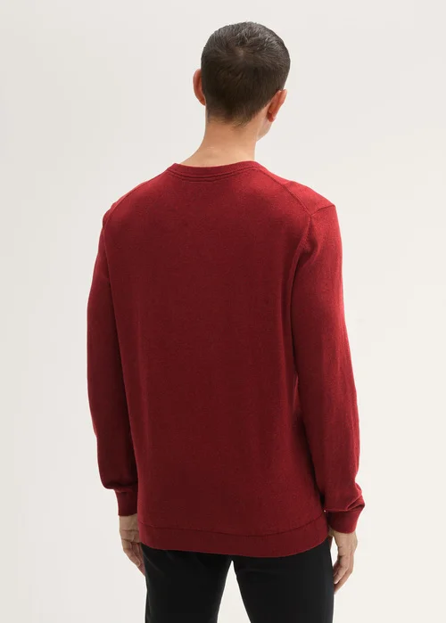 Tom Tailor Knit Sweater In Recycled Cashmere Burgundy Dark Red Melange
