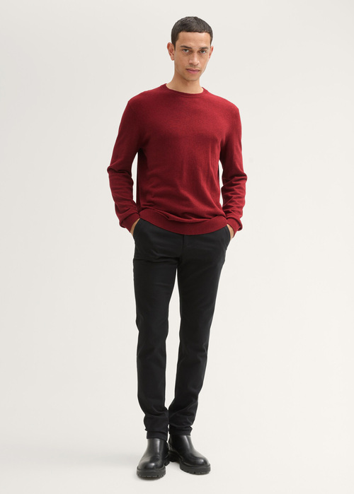 Tom Tailor Knit Sweater In Recycled Cashmere Burgundy Dark Red Melange - 1043266-35676