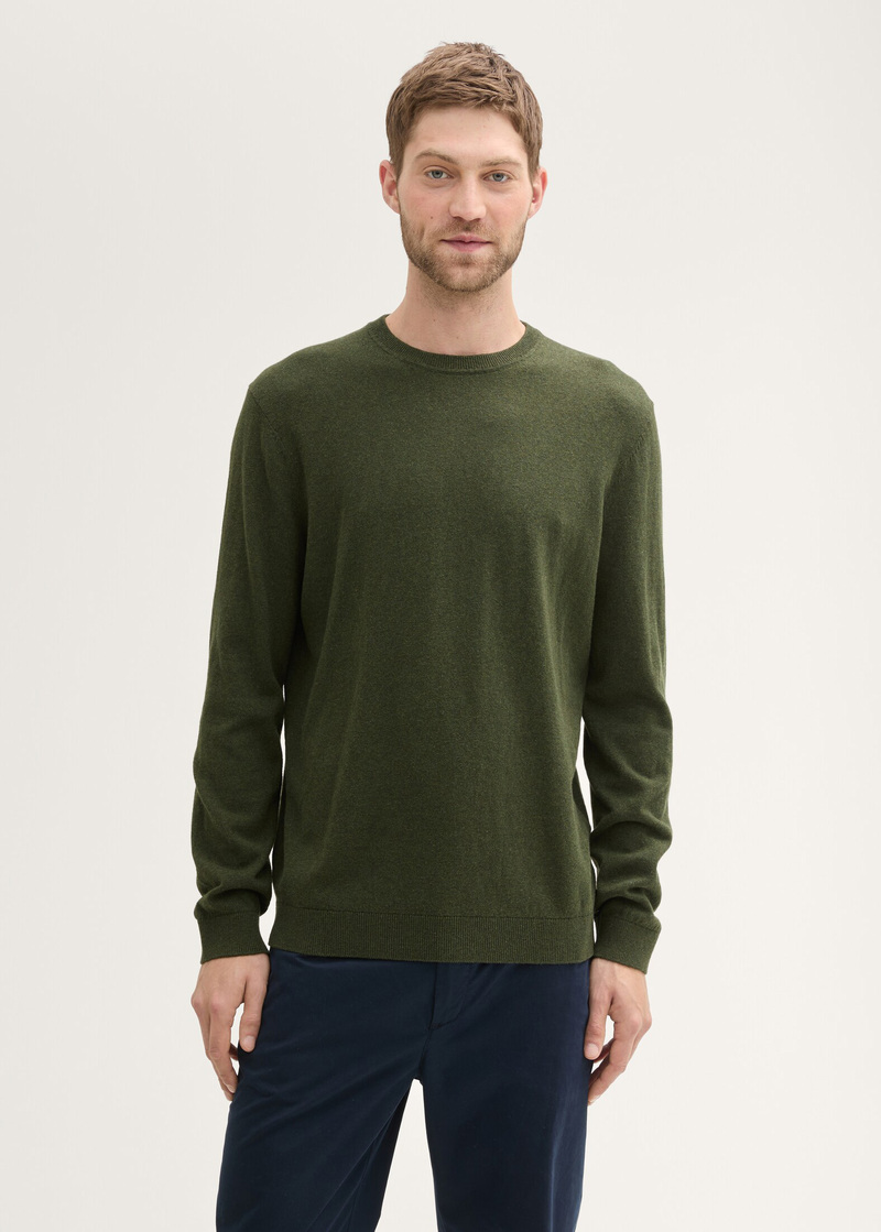 Tom Tailor Knit Sweater In Recycled Cashmere Rosin Green Melange - 1043266-36230