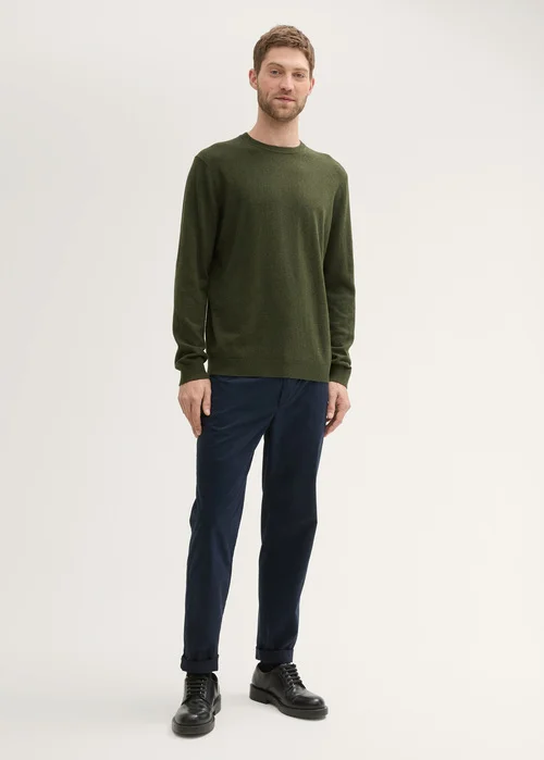Tom Tailor Knit Sweater In Recycled Cashmere Rosin Green Melange