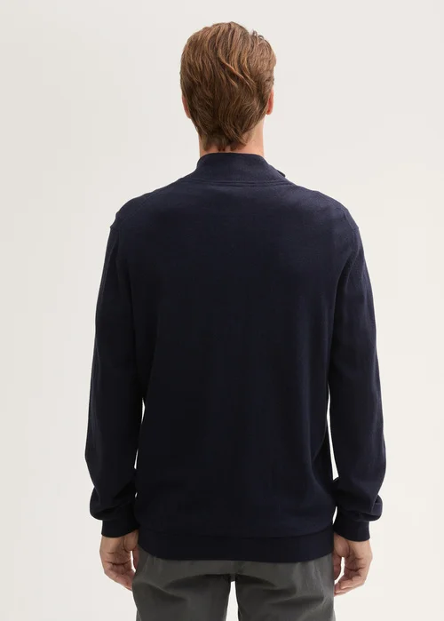 Tom Tailor Troyer Knit Sweater In Recycled Cashmere Knitted Navy Melange