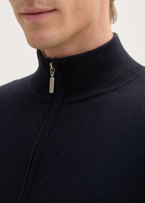 Tom Tailor Troyer Knit Sweater In Recycled Cashmere Knitted Navy Melange