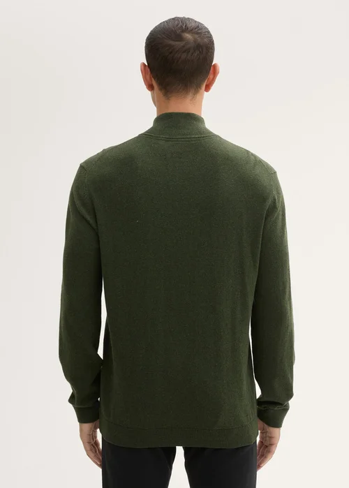 Tom Tailor Troyer Knit Sweater In Recycled Cashmere Rosin Green Melange