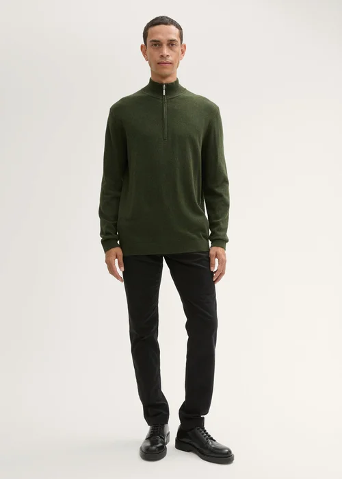 Tom Tailor Troyer Knit Sweater In Recycled Cashmere Rosin Green Melange