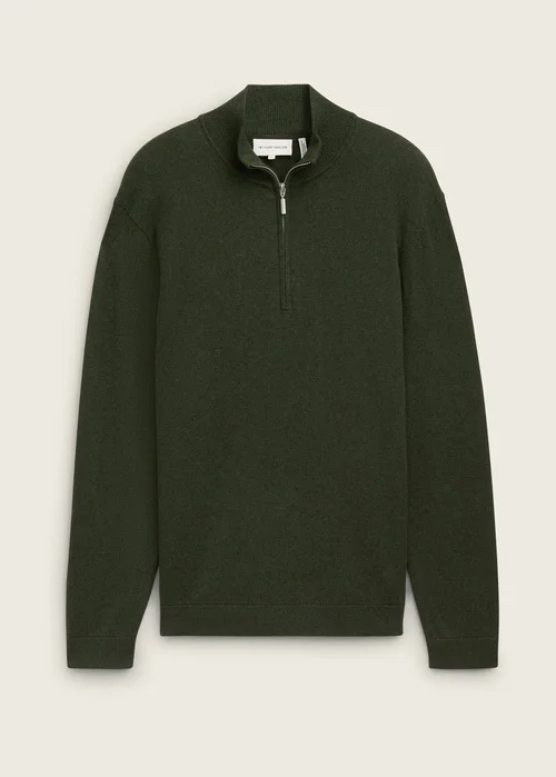 Tom Tailor Troyer Knit Sweater In Recycled Cashmere Rosin Green Melange