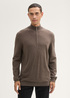 Tom Tailor Troyer Knit Sweater In Recycled Cashmere Wood Brown Melange - 1043268-36303