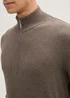 Tom Tailor Troyer Knit Sweater In Recycled Cashmere Wood Brown Melange