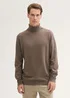 Tom Tailor Turtleneck Cashmere Sweater Wood Brown Melange